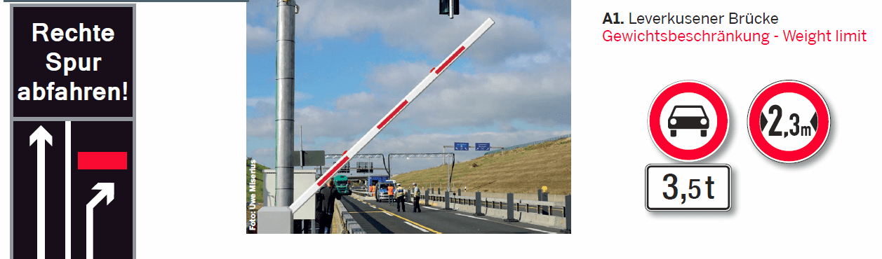 Prohibición de circular puente sobre el Rin en Leverkussen
